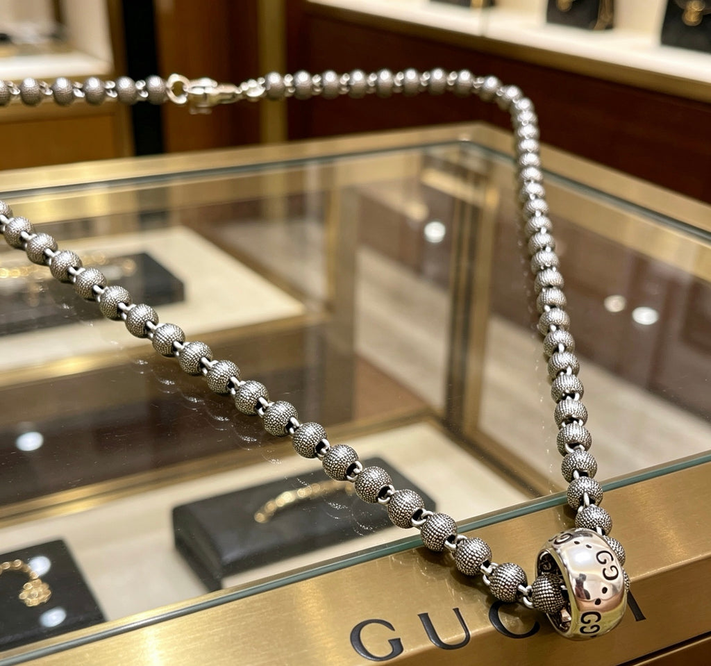 Gucci Anger Forest Interlocking G Antique Silver-Tone Silver-Tone Antiqued Chain Necklace - album image 9