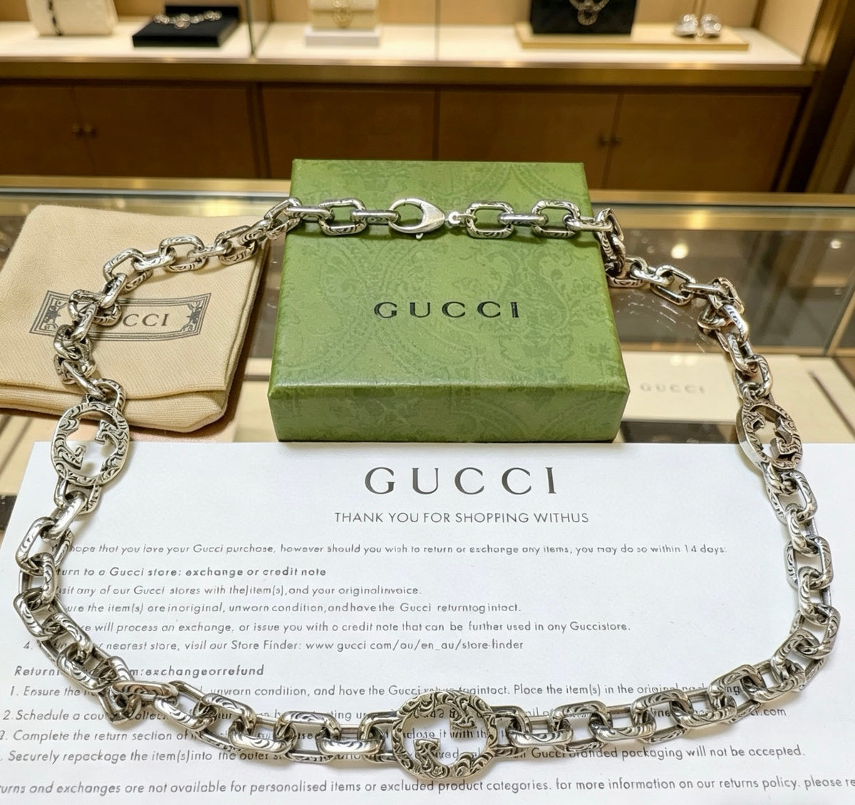 Gucci Anger Forest Interlocking G Antique Silver-Tone Silver-Tone Antiqued Chain Necklace - album image 7