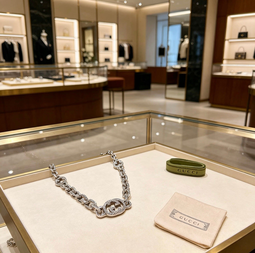 Gucci Anger Forest Interlocking G Antique Silver-Tone Silver-Tone Antiqued Chain Necklace - album image 8