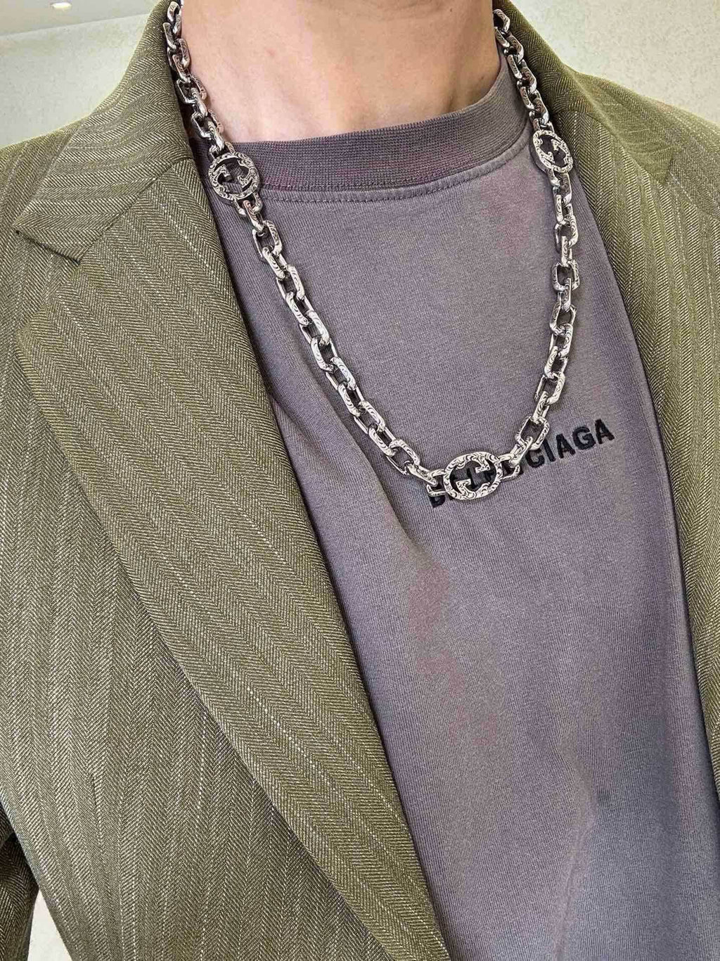 Gucci Anger Forest Interlocking G Antique Silver-Tone Silver-Tone Antiqued Chain Necklace - album image 9