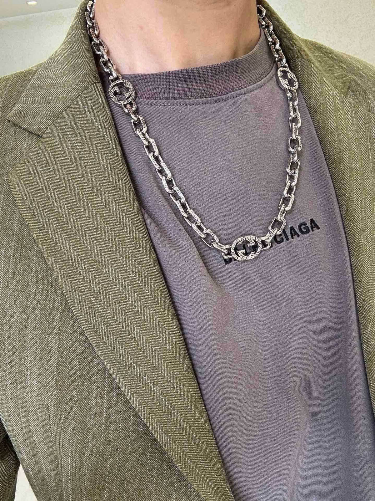 Gucci Anger Forest Interlocking G Antique Silver-Tone Silver-Tone Antiqued Chain Necklace - album image 9