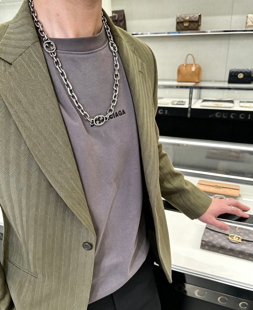 Gucci Anger Forest Interlocking G Antique Silver-Tone Silver-Tone Antiqued Chain Necklace - album image 6