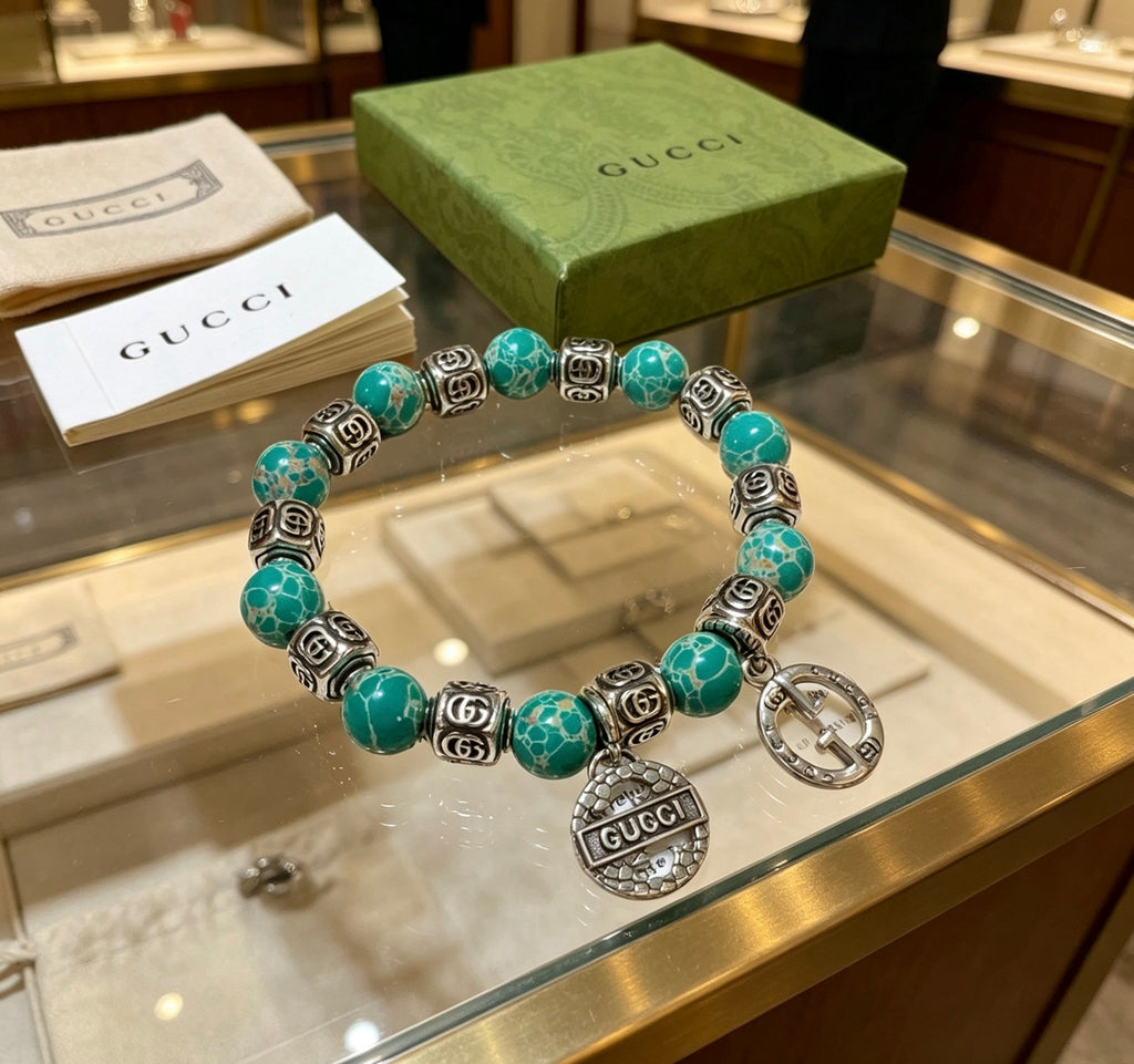 Gucci Anger Forest Interlocking G Patterned Stone Snake Antiqued Bracelet - album image 9