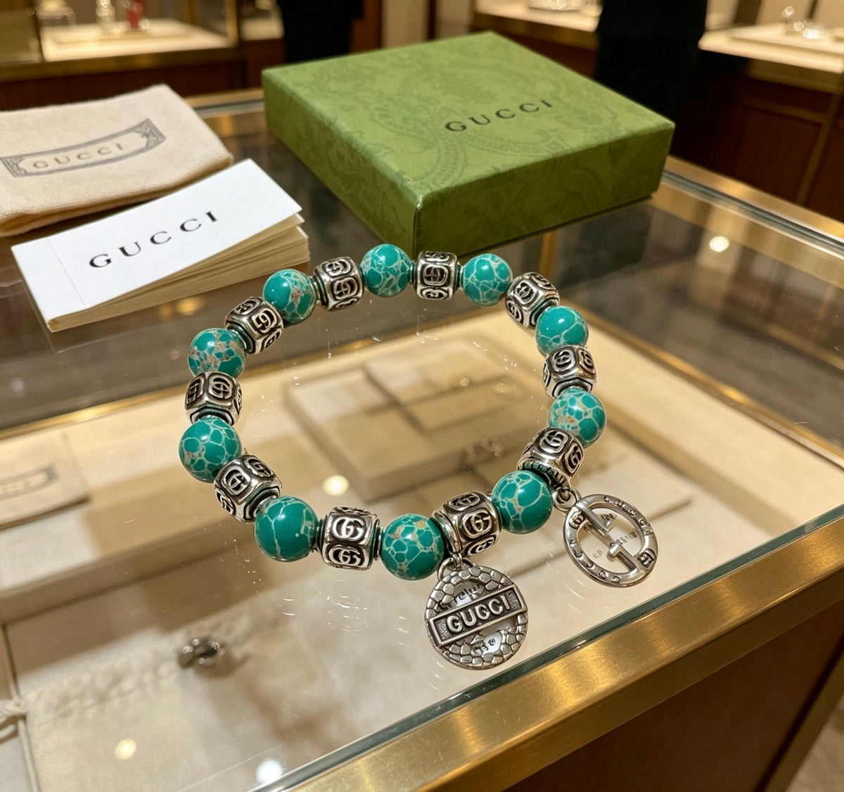 Gucci Anger Forest Interlocking G Patterned Stone Snake Antiqued Bracelet - album image 9