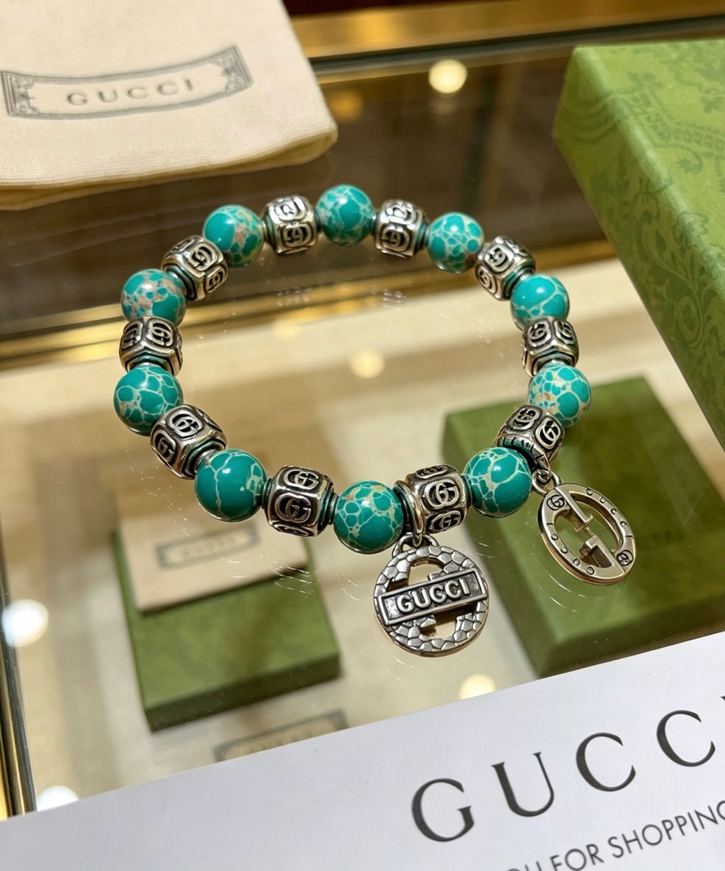 Gucci Anger Forest Interlocking G Patterned Stone Snake Antiqued Bracelet - album image 4