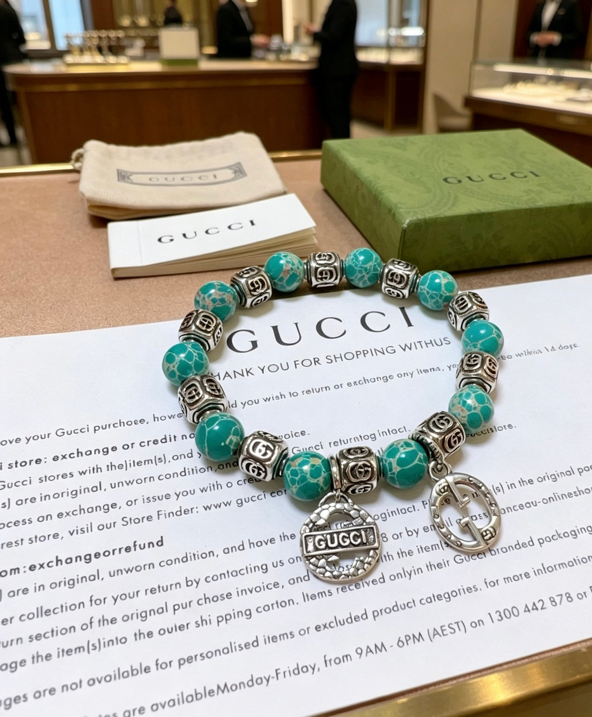 Gucci Anger Forest Interlocking G Patterned Stone Snake Antiqued Bracelet - album image 1