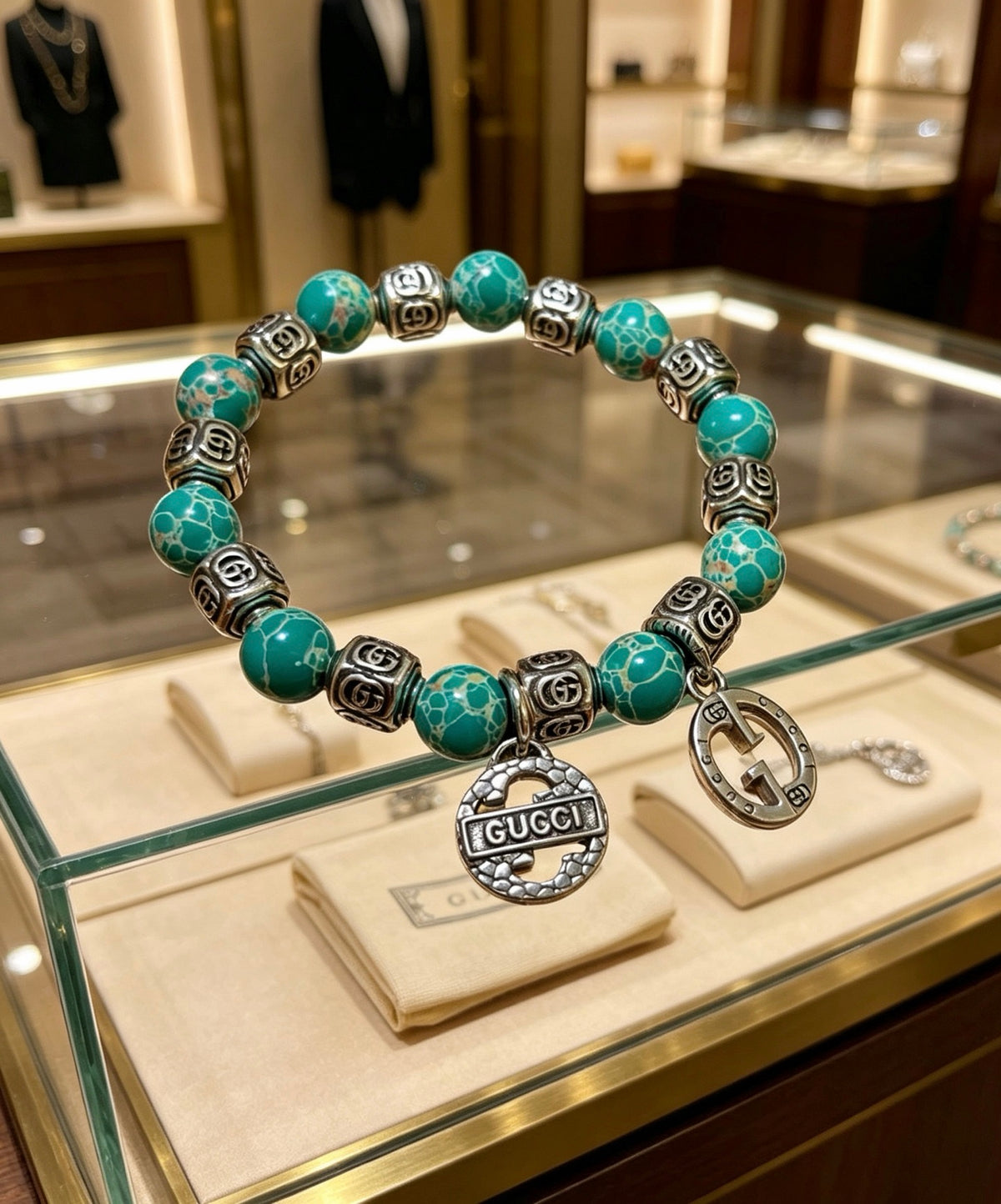 Gucci Anger Forest Interlocking G Patterned Stone Snake Antiqued Bracelet - album image 7