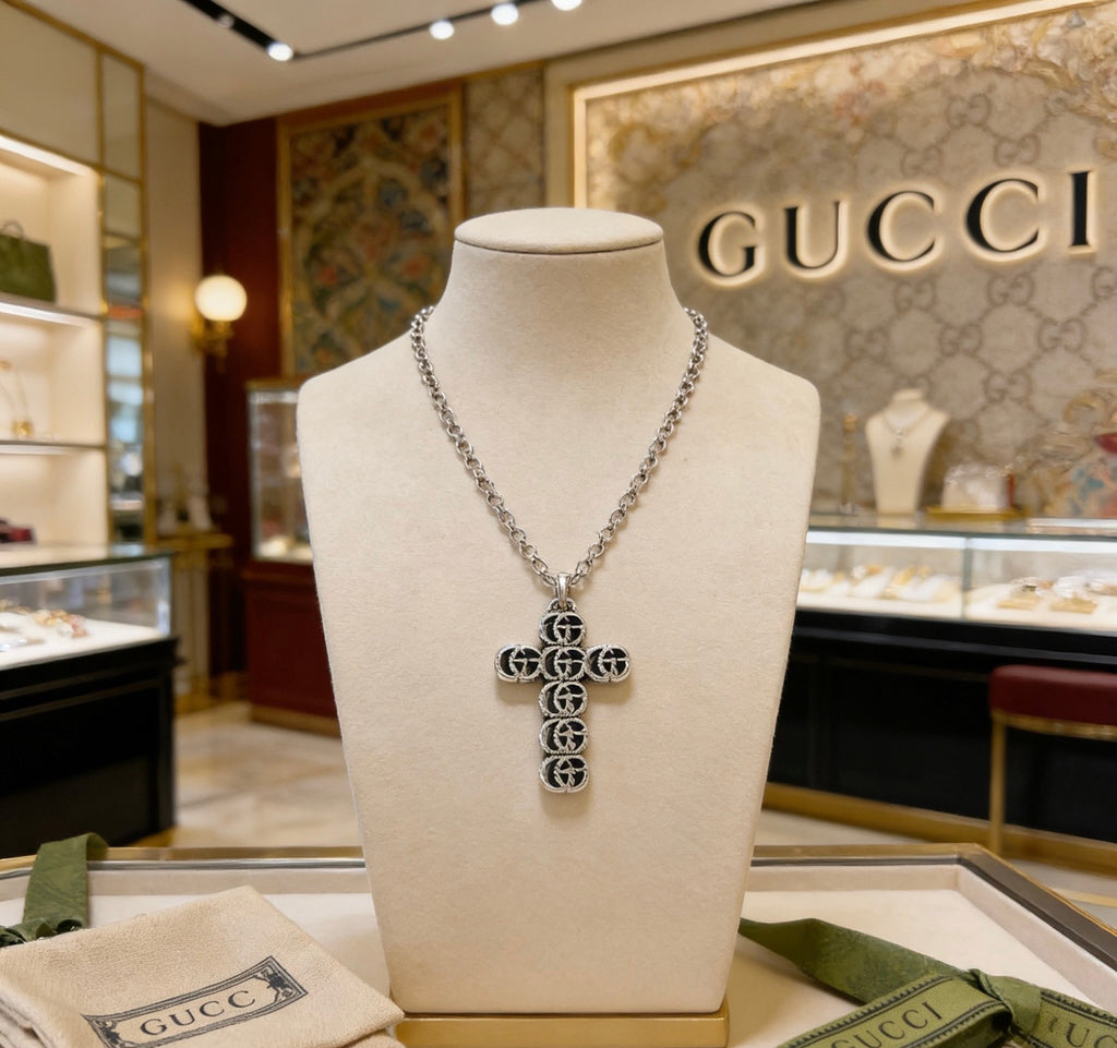 Gucci Anger Forest Interlocking G Antiqued Chain Necklace - album image 1