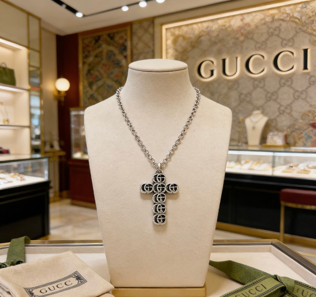 Gucci Anger Forest Interlocking G Antiqued Chain Necklace - album image 1