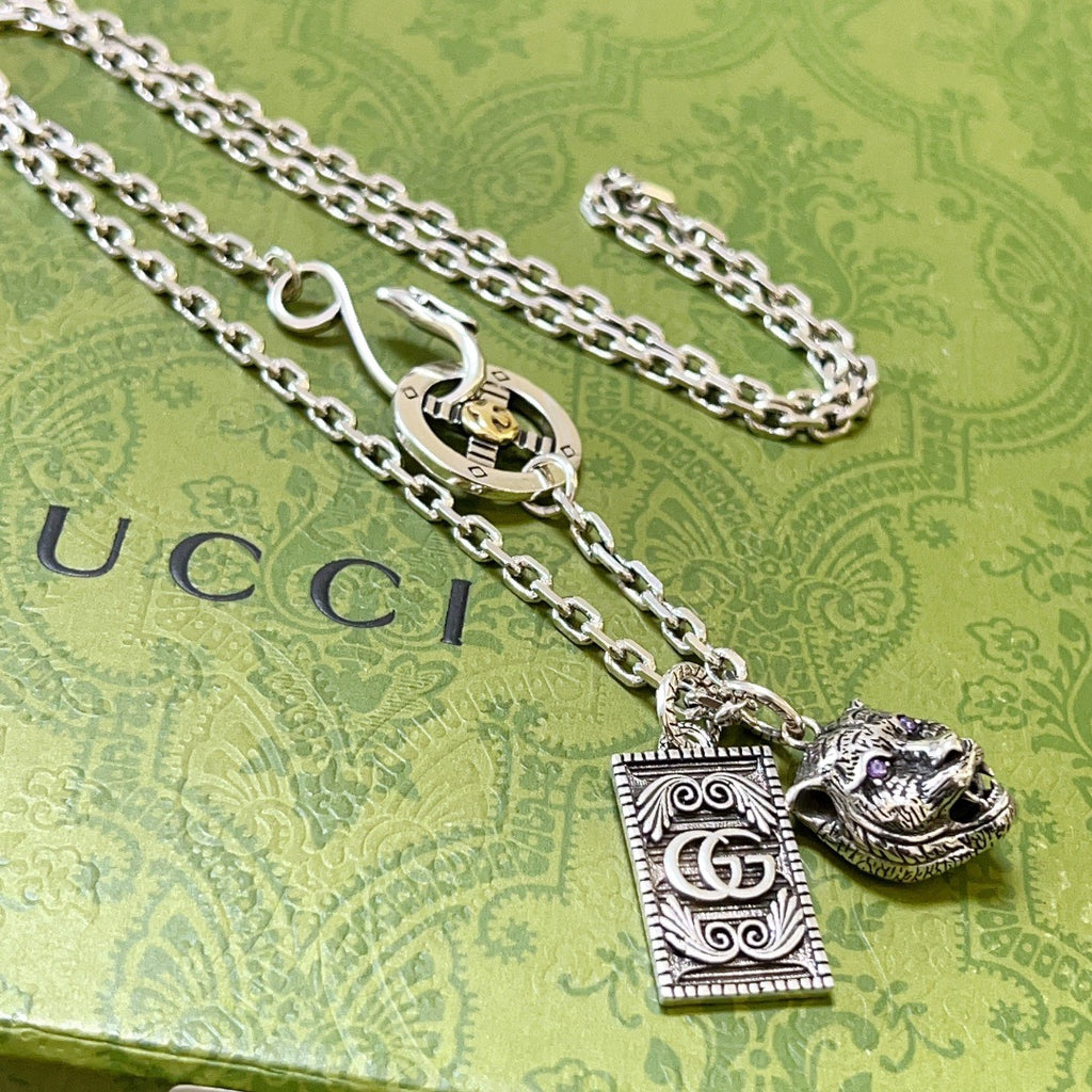 Gucci Anger Forest Interlocking G Antiqued Chain Necklace - album image 9