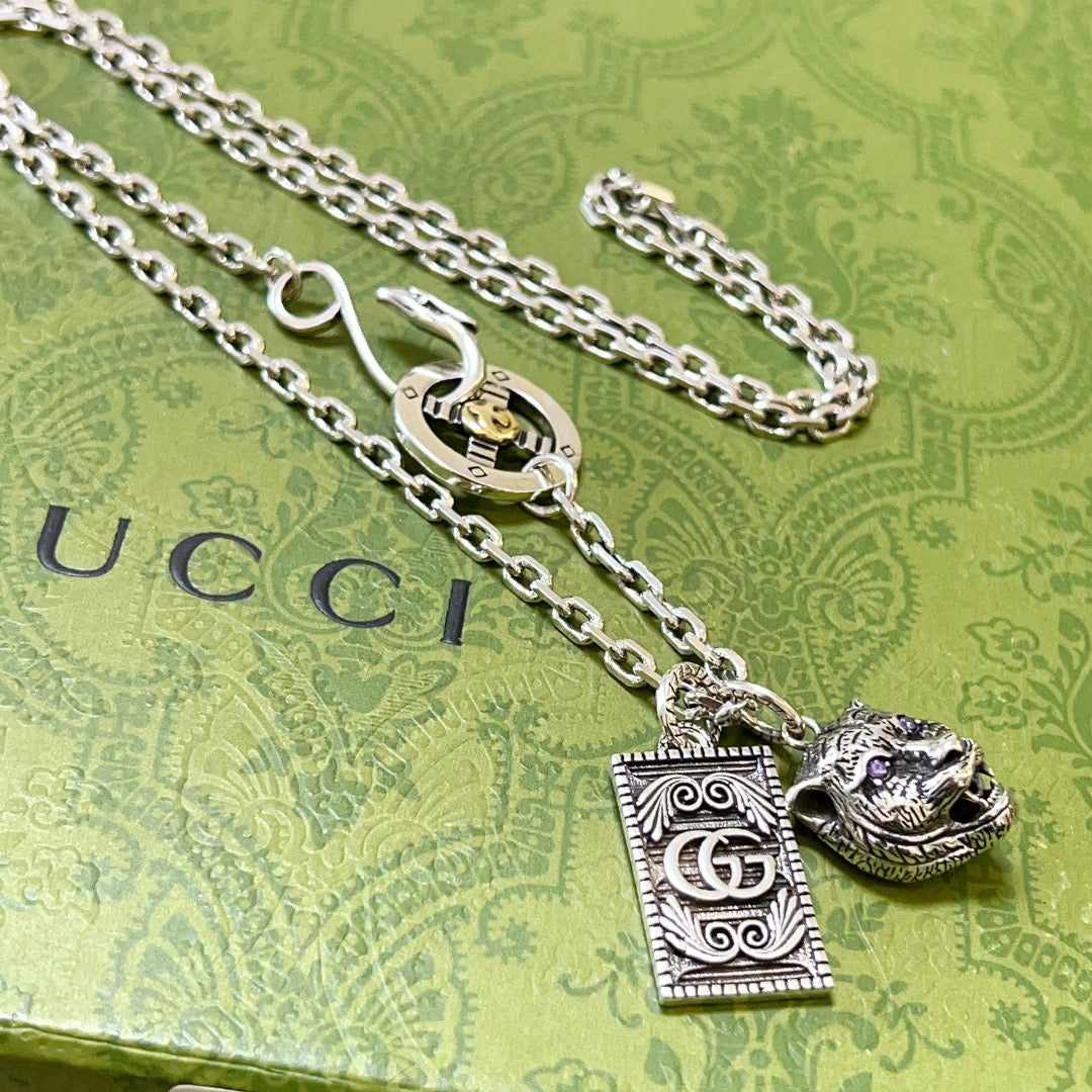 Gucci Anger Forest Interlocking G Antiqued Chain Necklace - album image 9