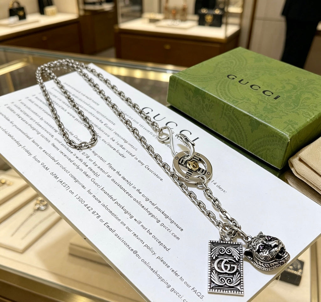 Gucci Anger Forest Interlocking G Antiqued Chain Necklace - album image 7