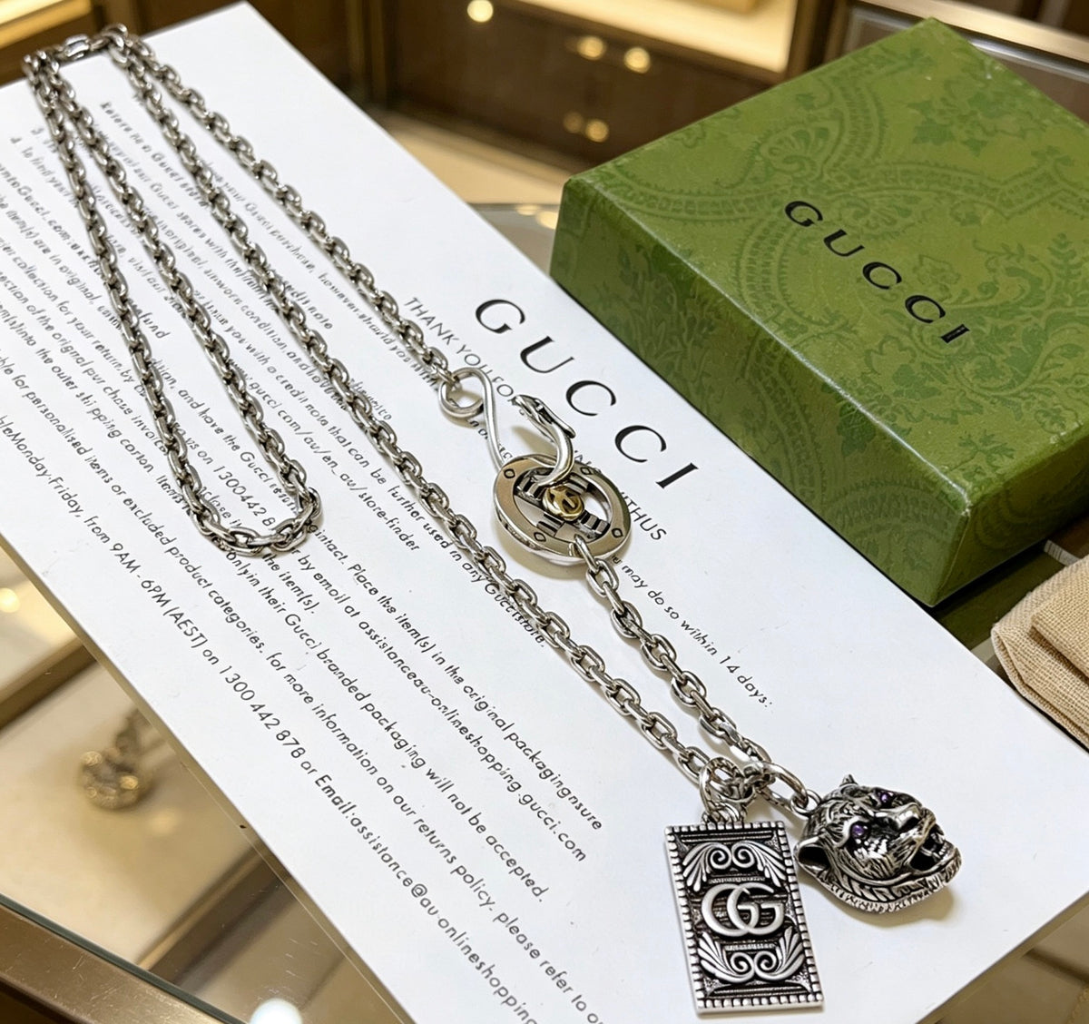 Gucci Anger Forest Interlocking G Antiqued Chain Necklace - album image 4
