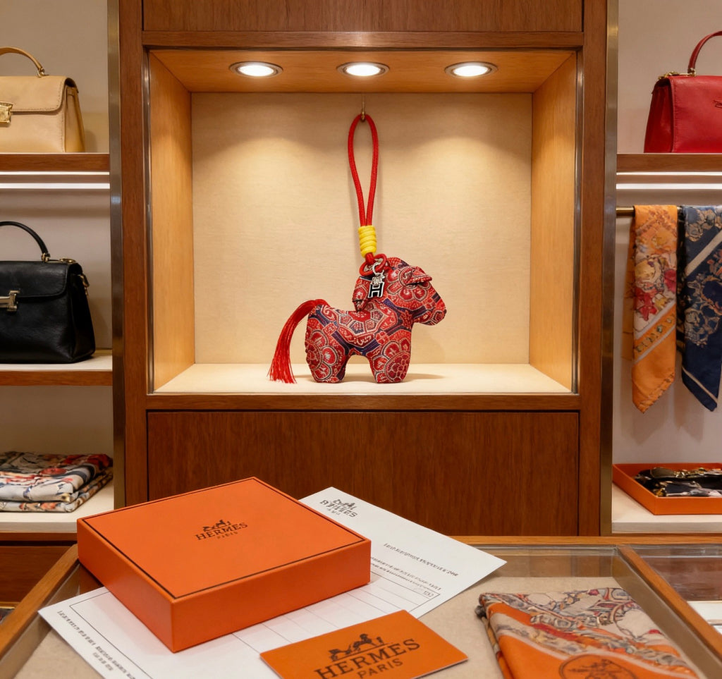 Hermès Red Leather Horse Bag Charm - album image 3