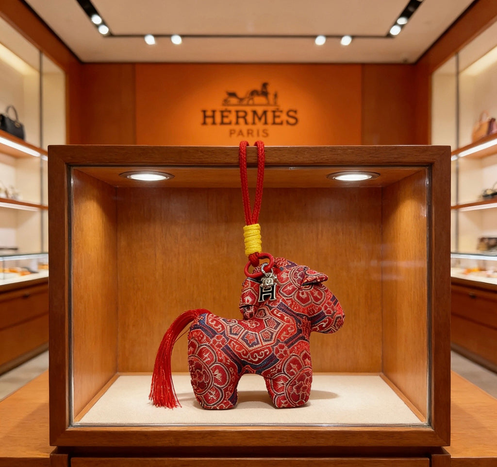 Hermès Red Leather Horse Bag Charm - album image 6