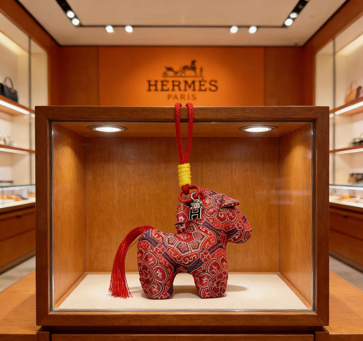 Hermès Red Leather Horse Bag Charm - album image 6