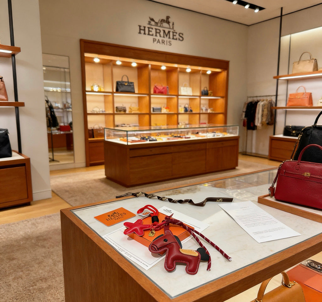 Hermès Red and Tan Layered Leather Horse Bag Charm - album image 6