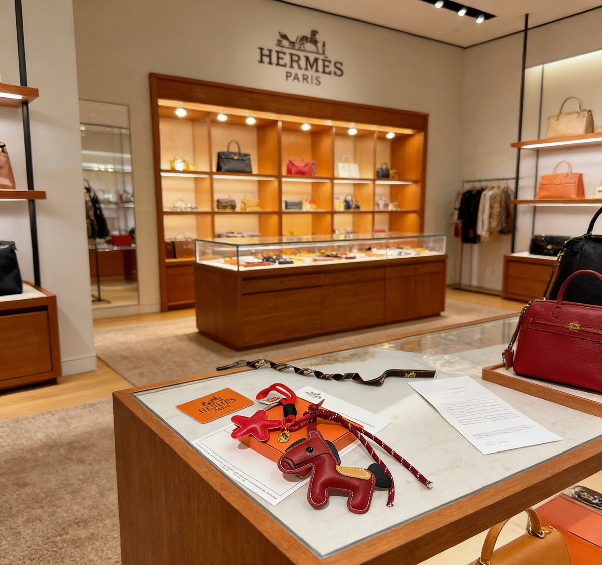 Hermès Red and Tan Layered Leather Horse Bag Charm - album image 6