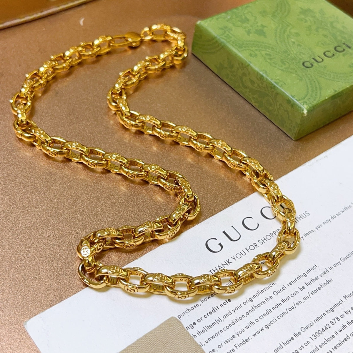 Gucci Anger Forest Interlocking G Antiqued Chain Necklace - album image 1