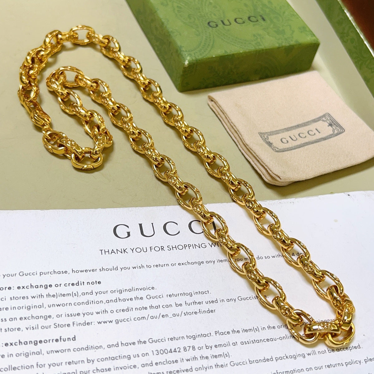 Gucci Anger Forest Interlocking G Antiqued Chain Necklace - album image 2