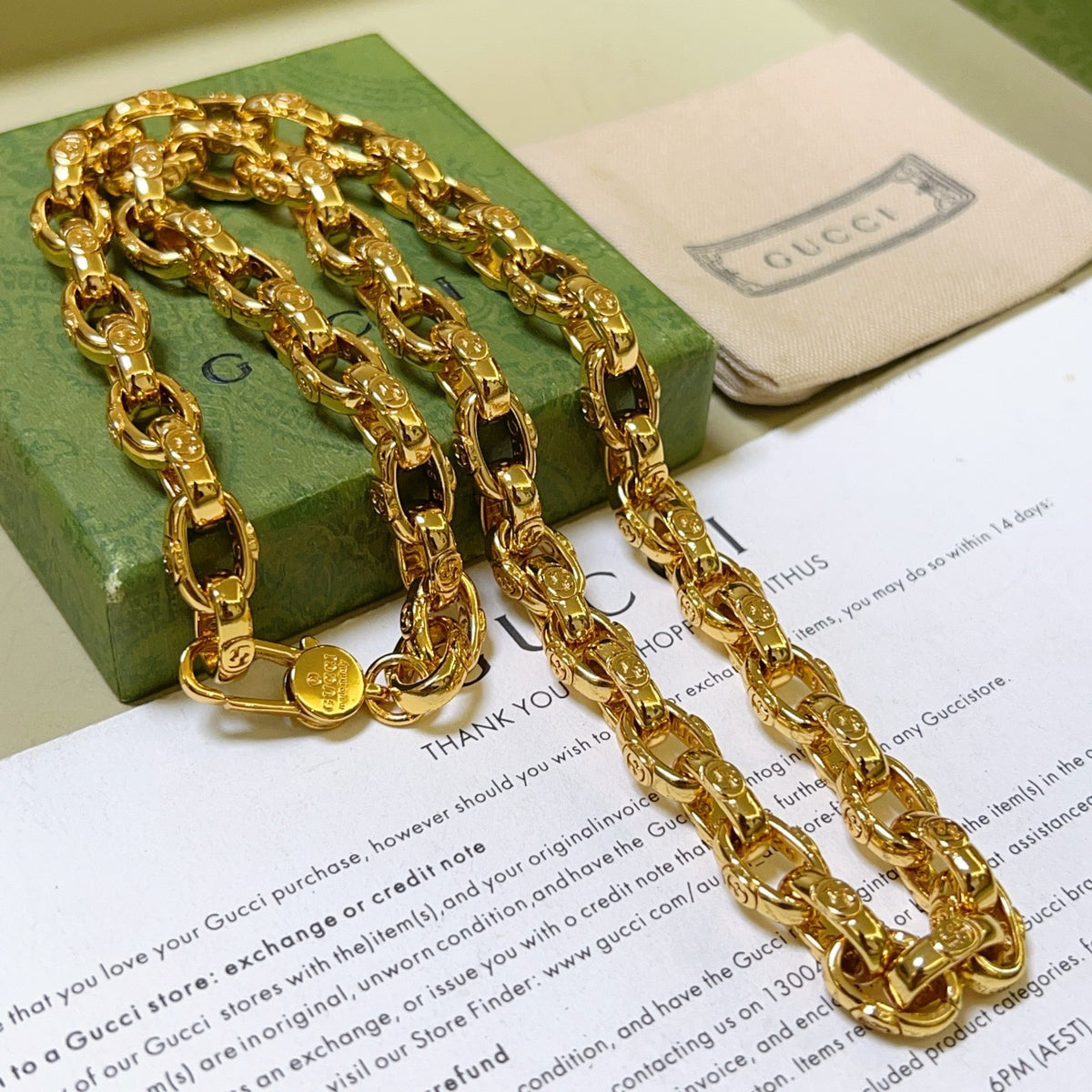 Gucci Anger Forest Interlocking G Antiqued Chain Necklace - album image 5