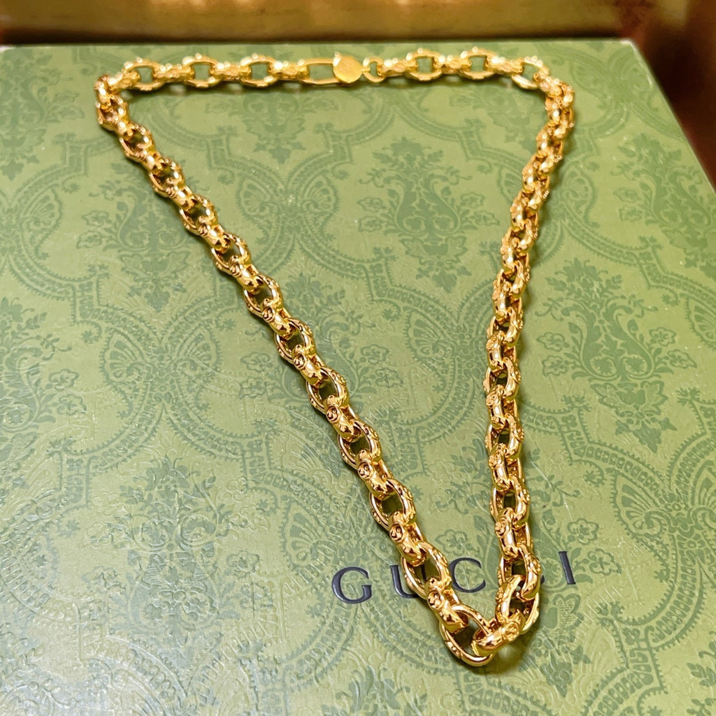 Gucci Anger Forest Interlocking G Antiqued Chain Necklace - album image 4