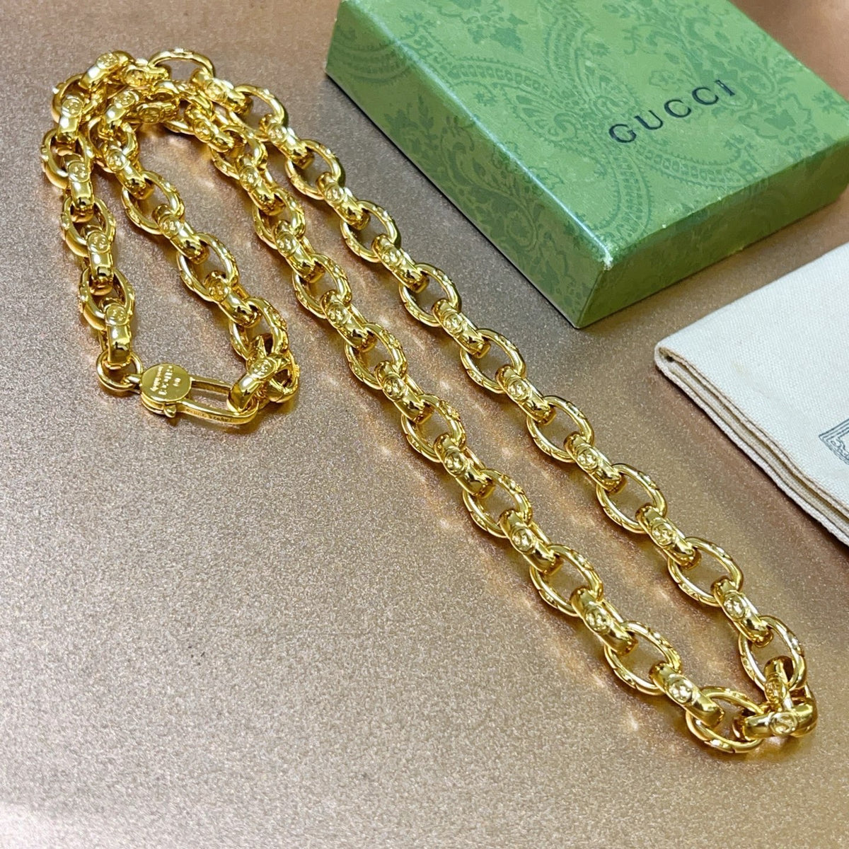 Gucci Anger Forest Interlocking G Antiqued Chain Necklace - album image 7