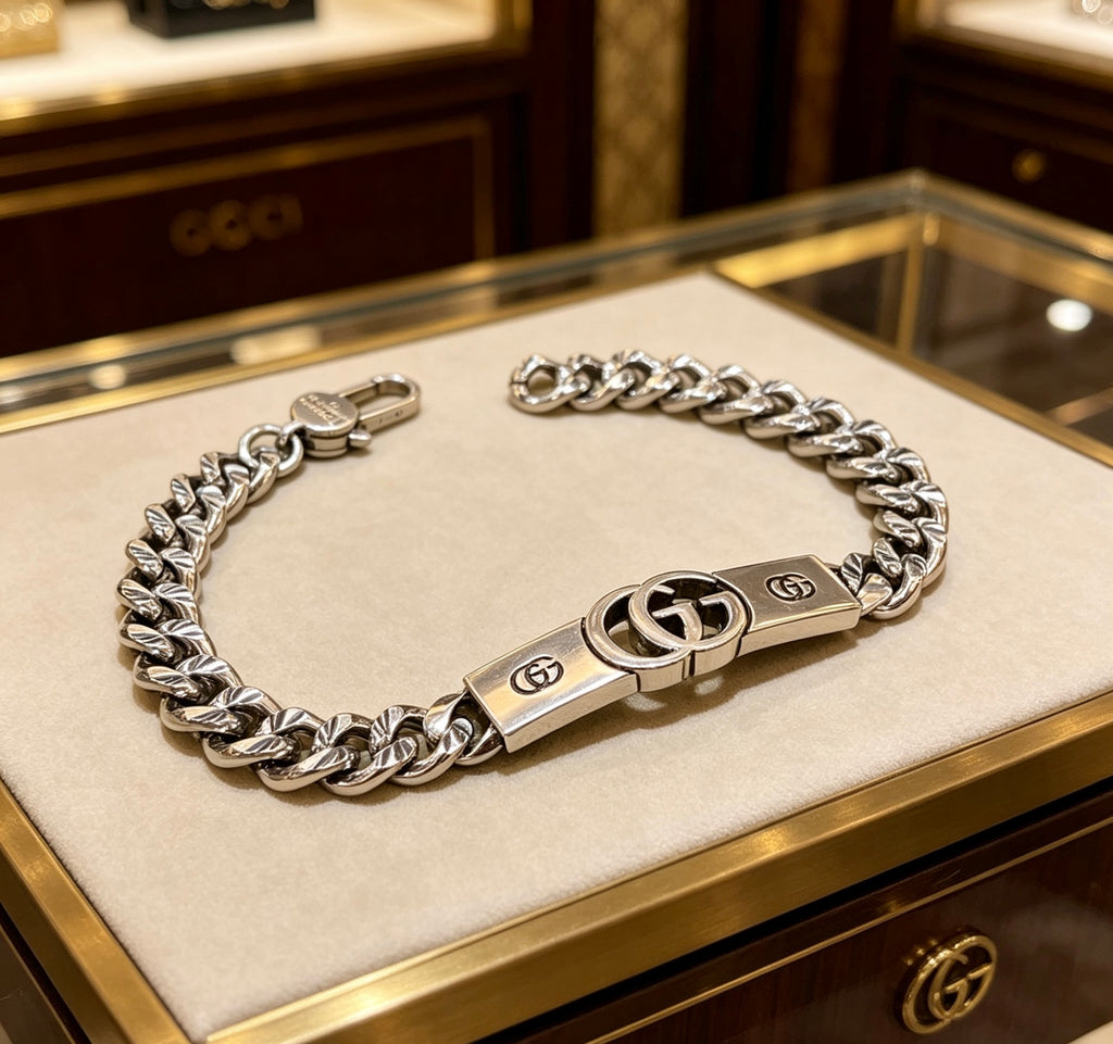 Gucci Silver-Tone Double G Cuban Link Bracelet - album image 4