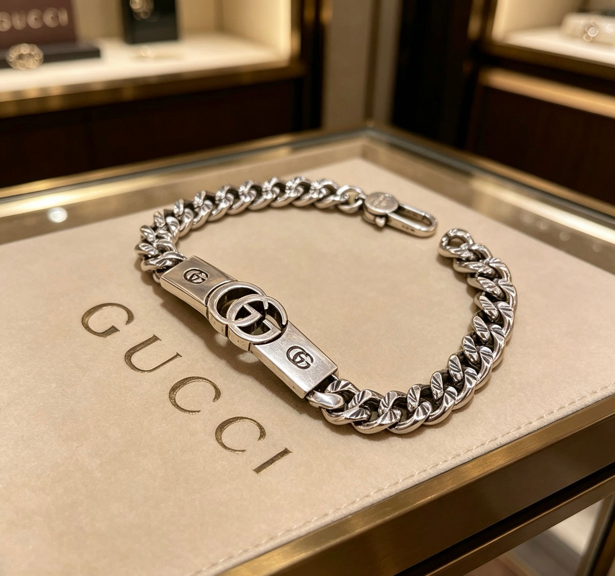 Gucci Silver-Tone Double G Cuban Link Bracelet - album image 7