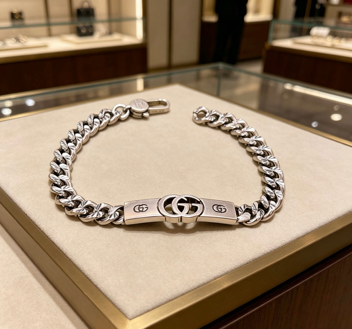 Gucci Silver-Tone Double G Cuban Link Bracelet - album image 2