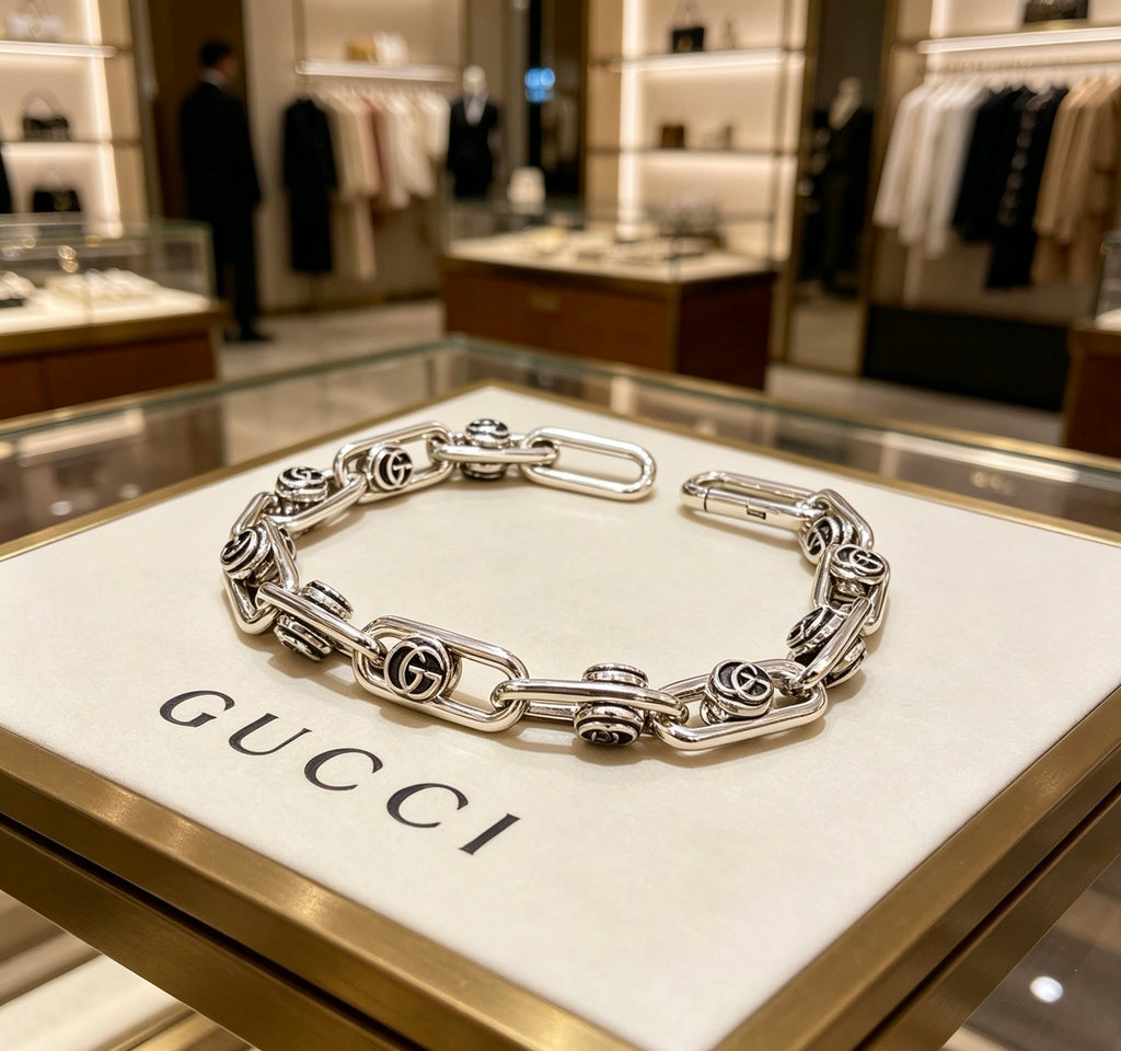 Gucci Silver-Tone Engraved Oval Link Bracelet - album image 4