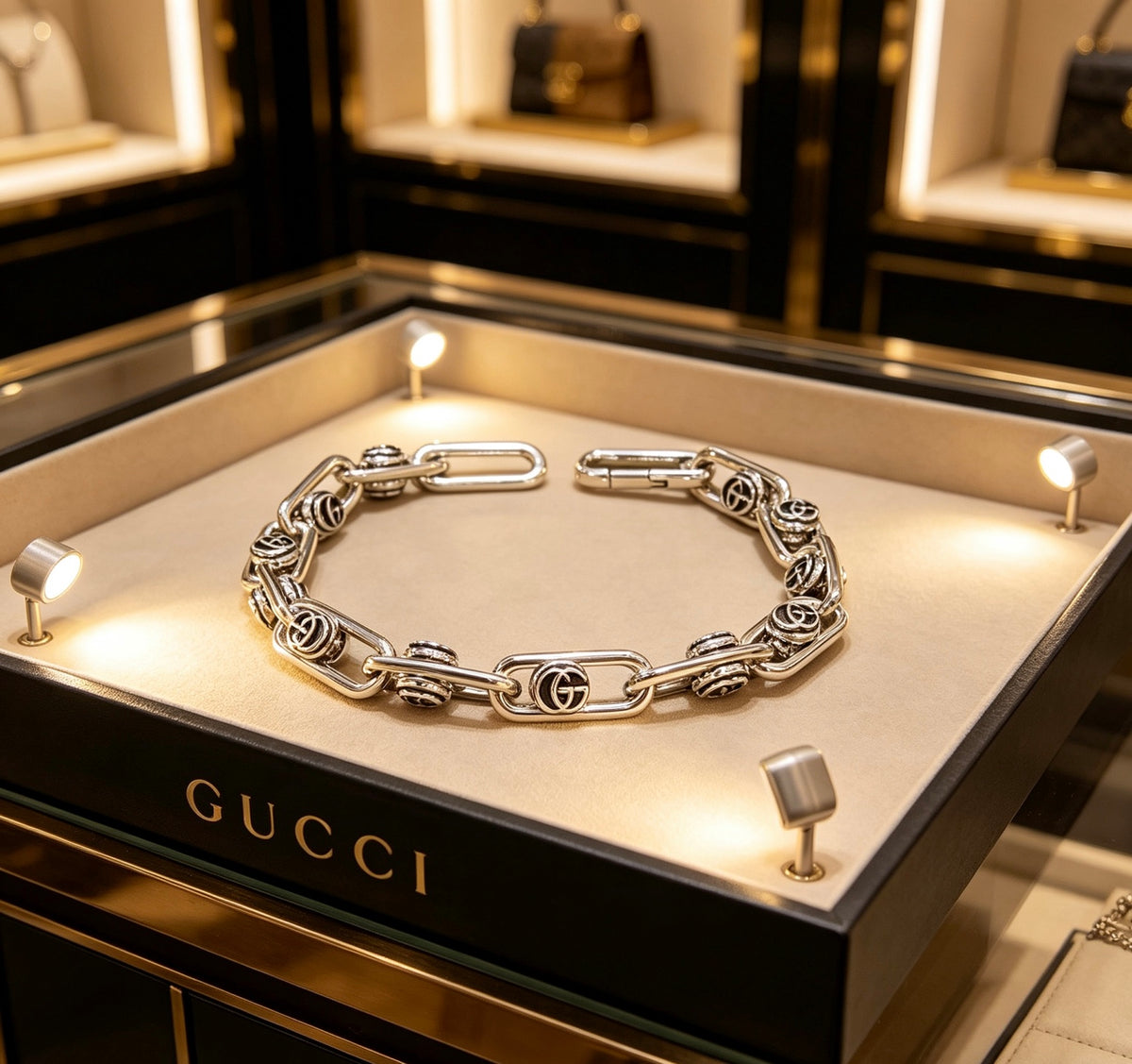 Gucci Silver-Tone Engraved Oval Link Bracelet - album image 2