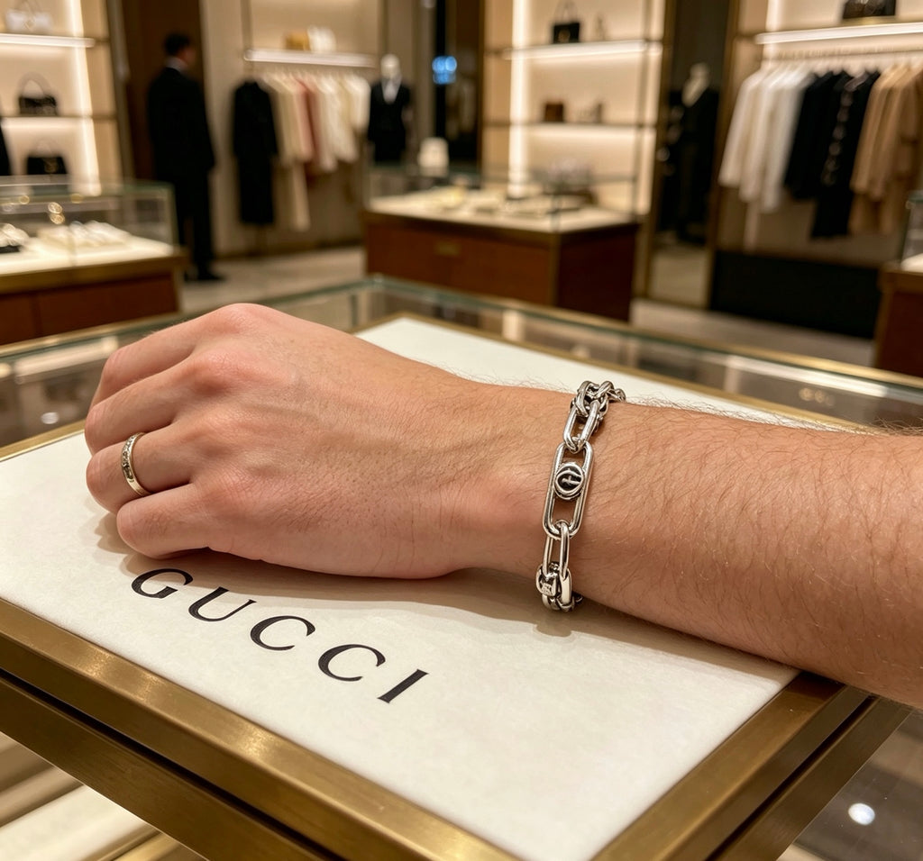 Gucci Silver-Tone Engraved Oval Link Bracelet - album image 9