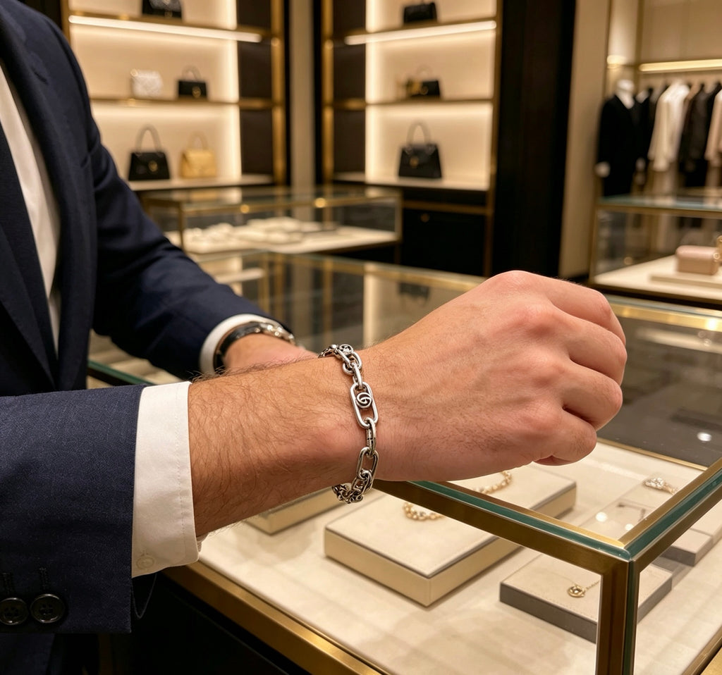 Gucci Silver-Tone Engraved Oval Link Bracelet - album image 6