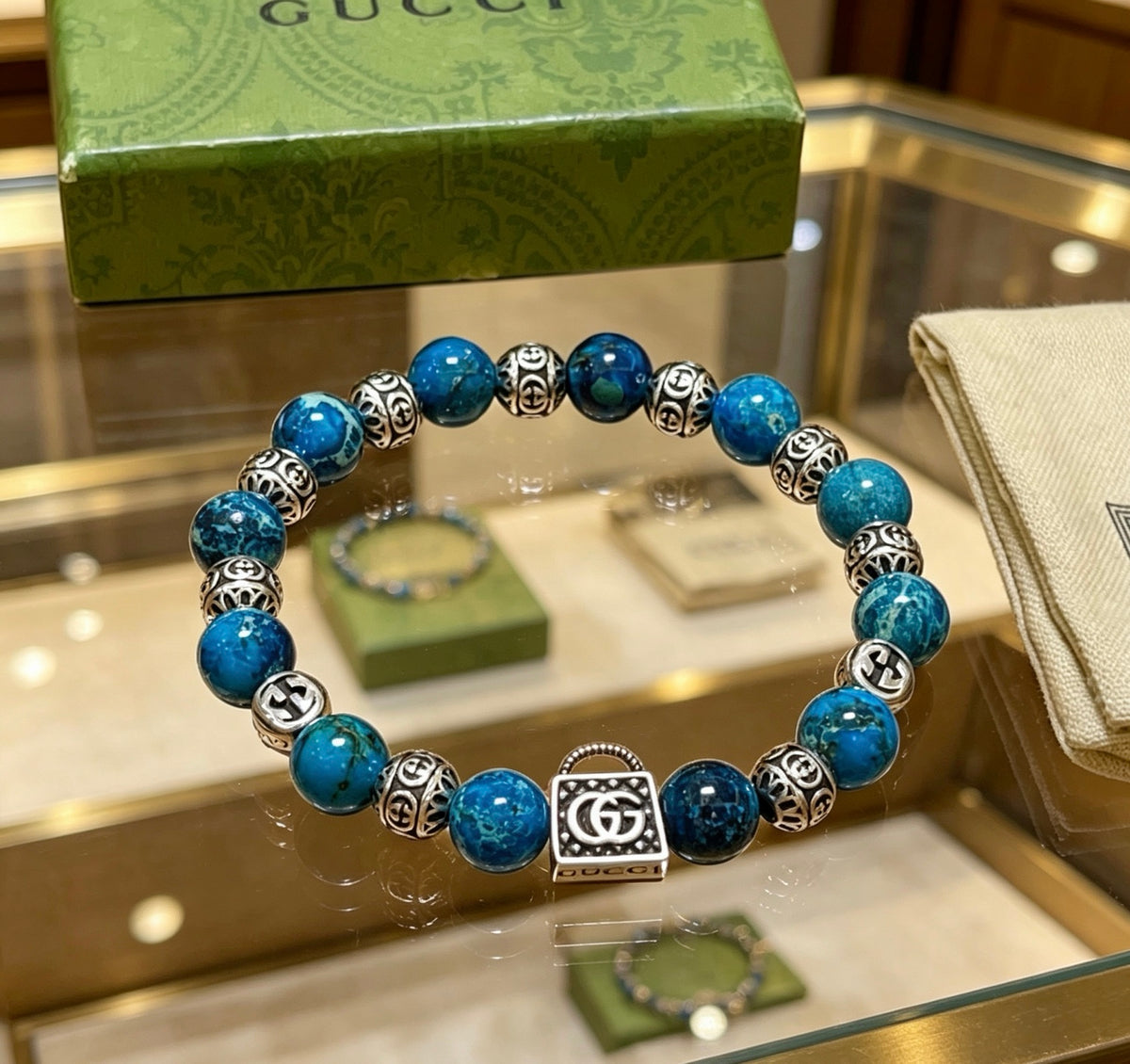 Gucci Anger Forest Interlocking G Patterned Stone Snake Antiqued Bracelet - album image 9