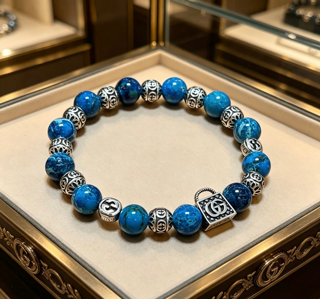 Gucci Anger Forest Interlocking G Patterned Stone Snake Antiqued Bracelet - album image 7