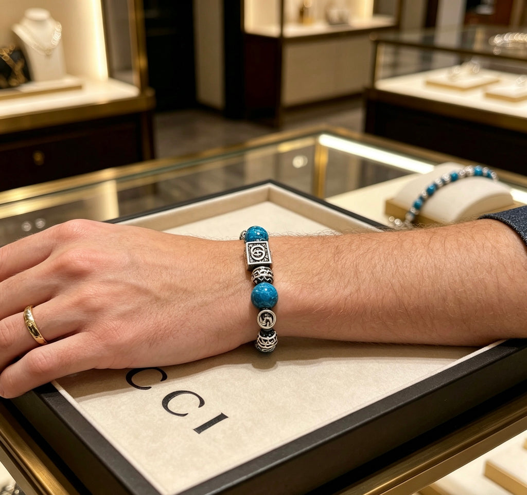 Gucci Anger Forest Interlocking G Patterned Stone Snake Antiqued Bracelet - album image 8