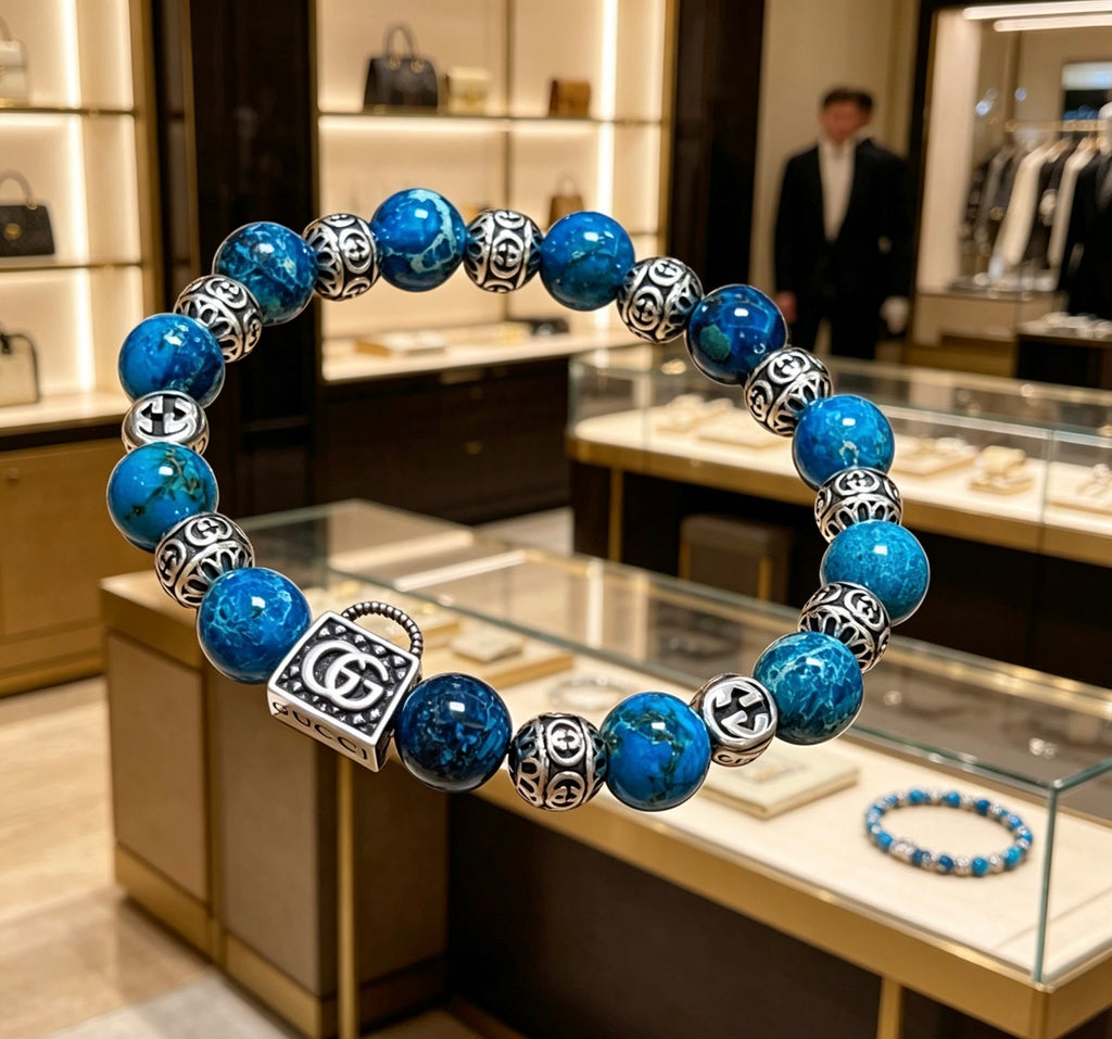 Gucci Anger Forest Interlocking G Patterned Stone Snake Antiqued Bracelet - album image 4