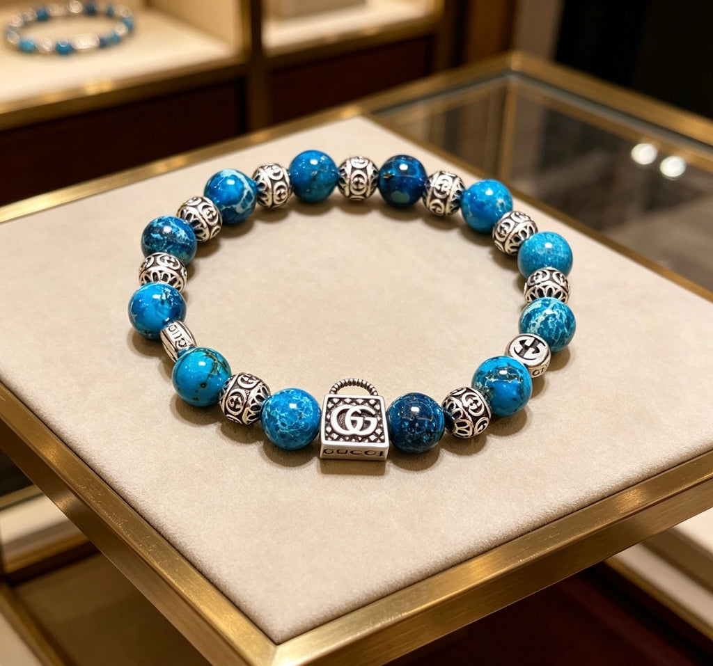 Gucci Anger Forest Interlocking G Patterned Stone Snake Antiqued Bracelet - album image 2