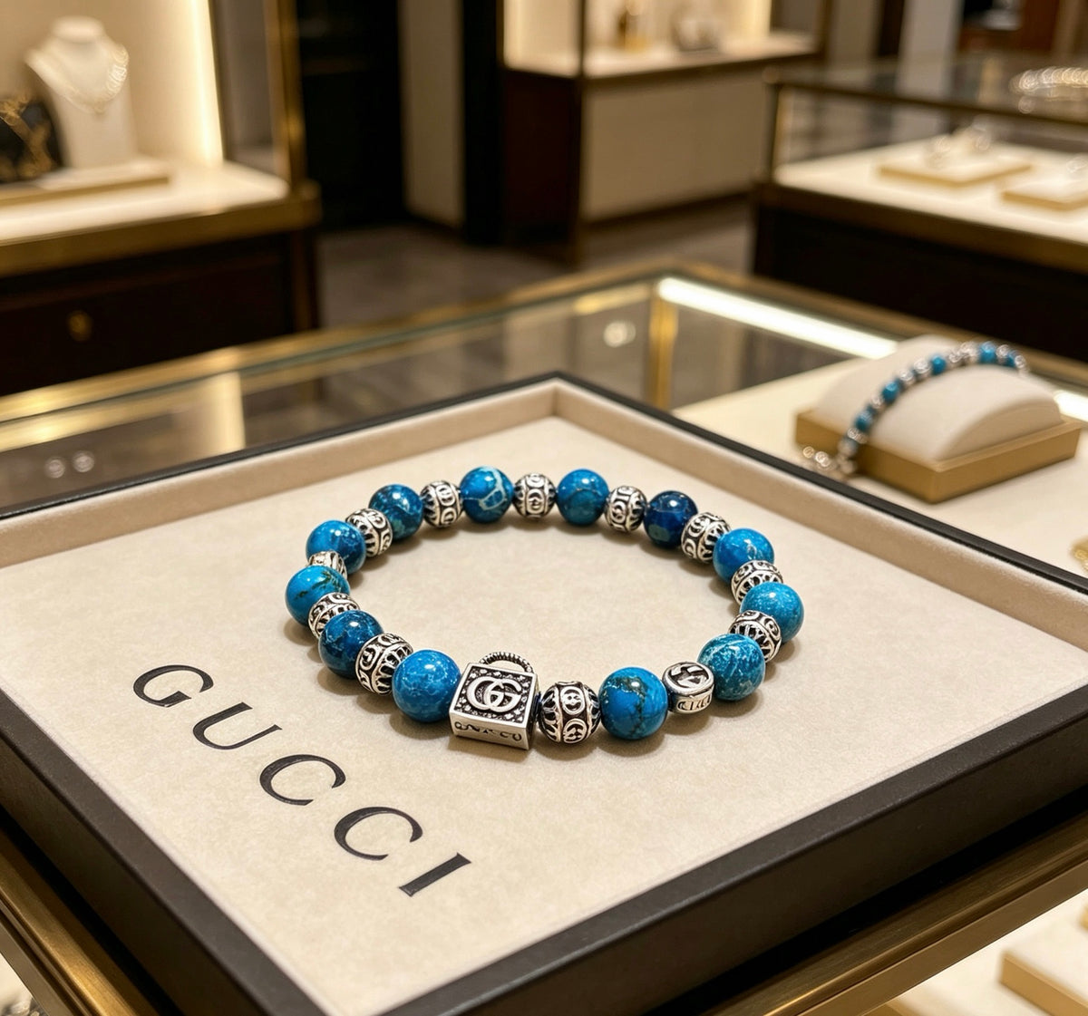 Gucci Anger Forest Interlocking G Patterned Stone Snake Antiqued Bracelet - album image 1