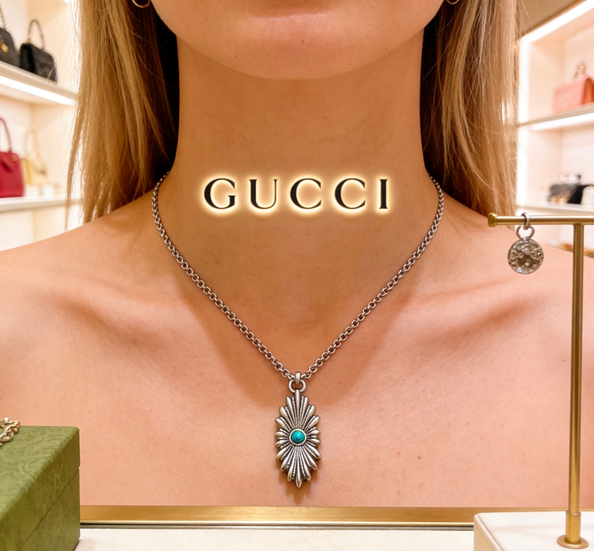 Gucci Anger Forest Interlocking G Antique Silver-Tone Silver-Tone Antiqued Chain Necklace - album image 3