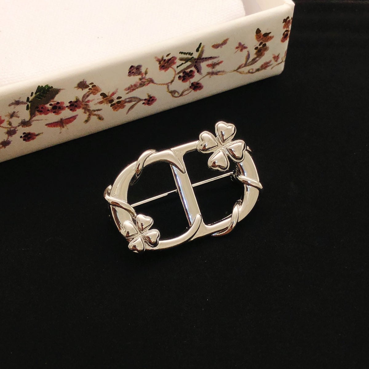 Dior Silver-Tone Floral CD Brooch - product image 3