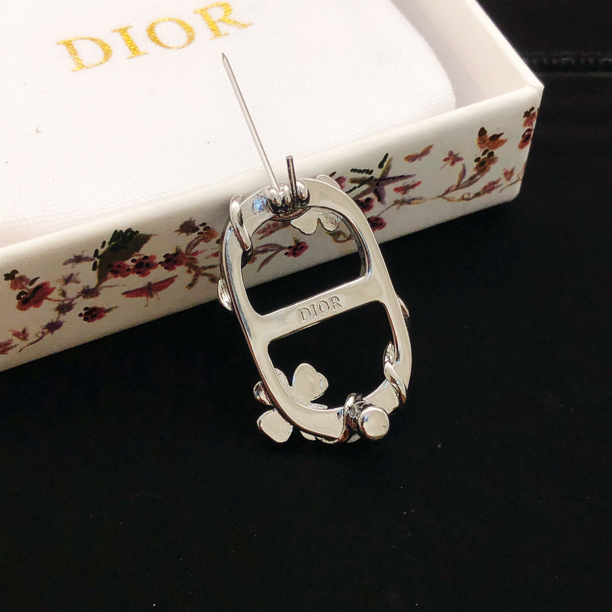 Dior Silver-Tone Floral CD Brooch - product image 4