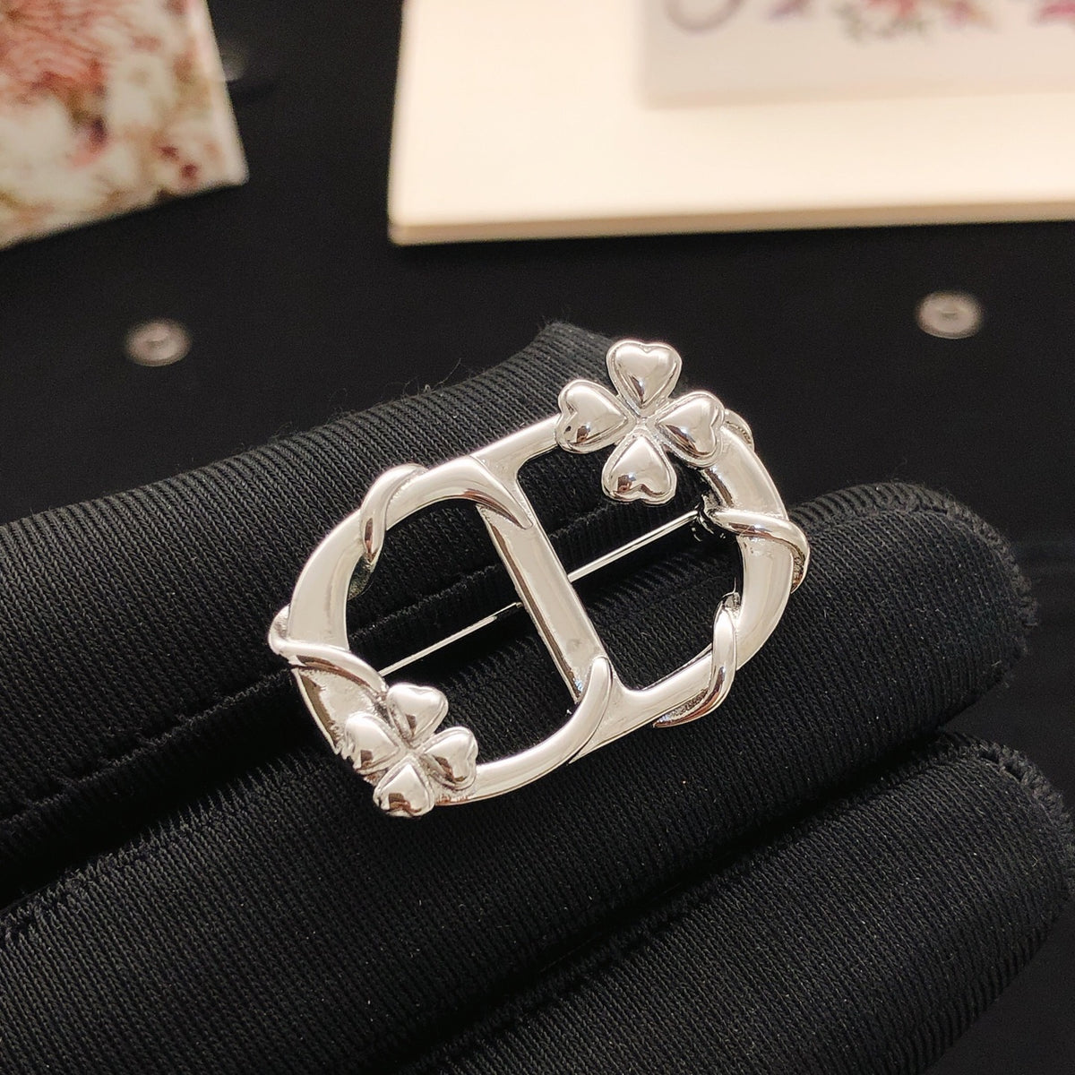 Dior Silver-Tone Floral CD Brooch - product image 2