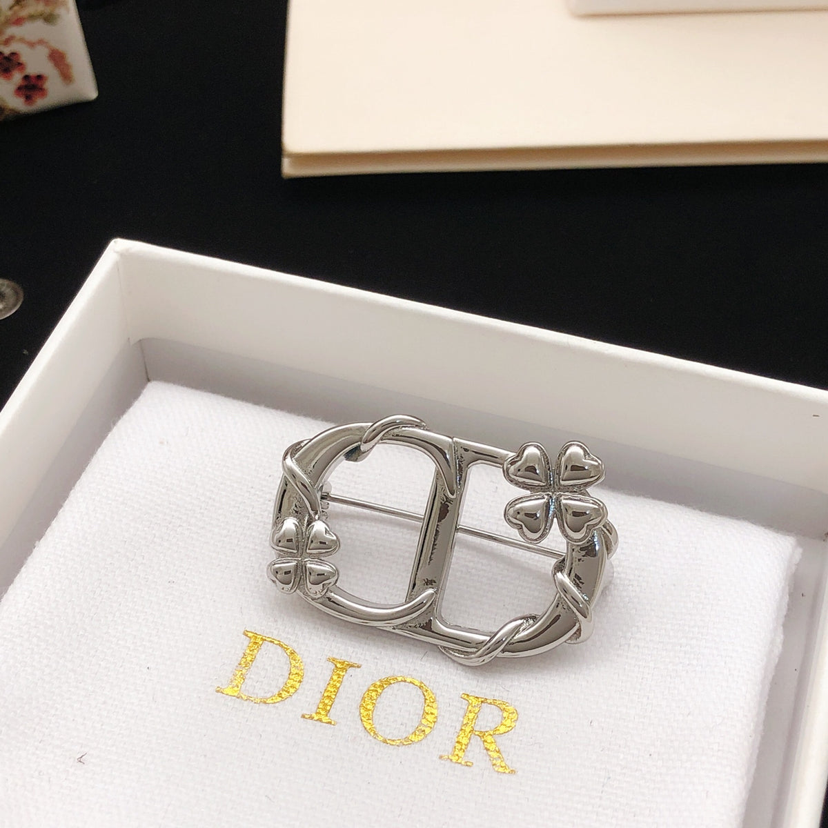 Dior Silver-Tone Floral CD Brooch - product image 5