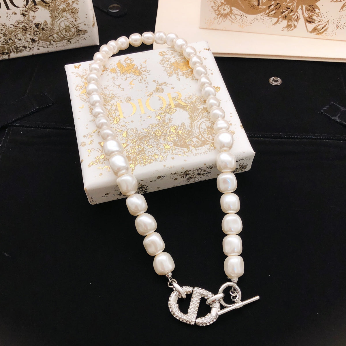 Dior Silver-Tone CD Pearl-Look Strand Necklace - product image 1