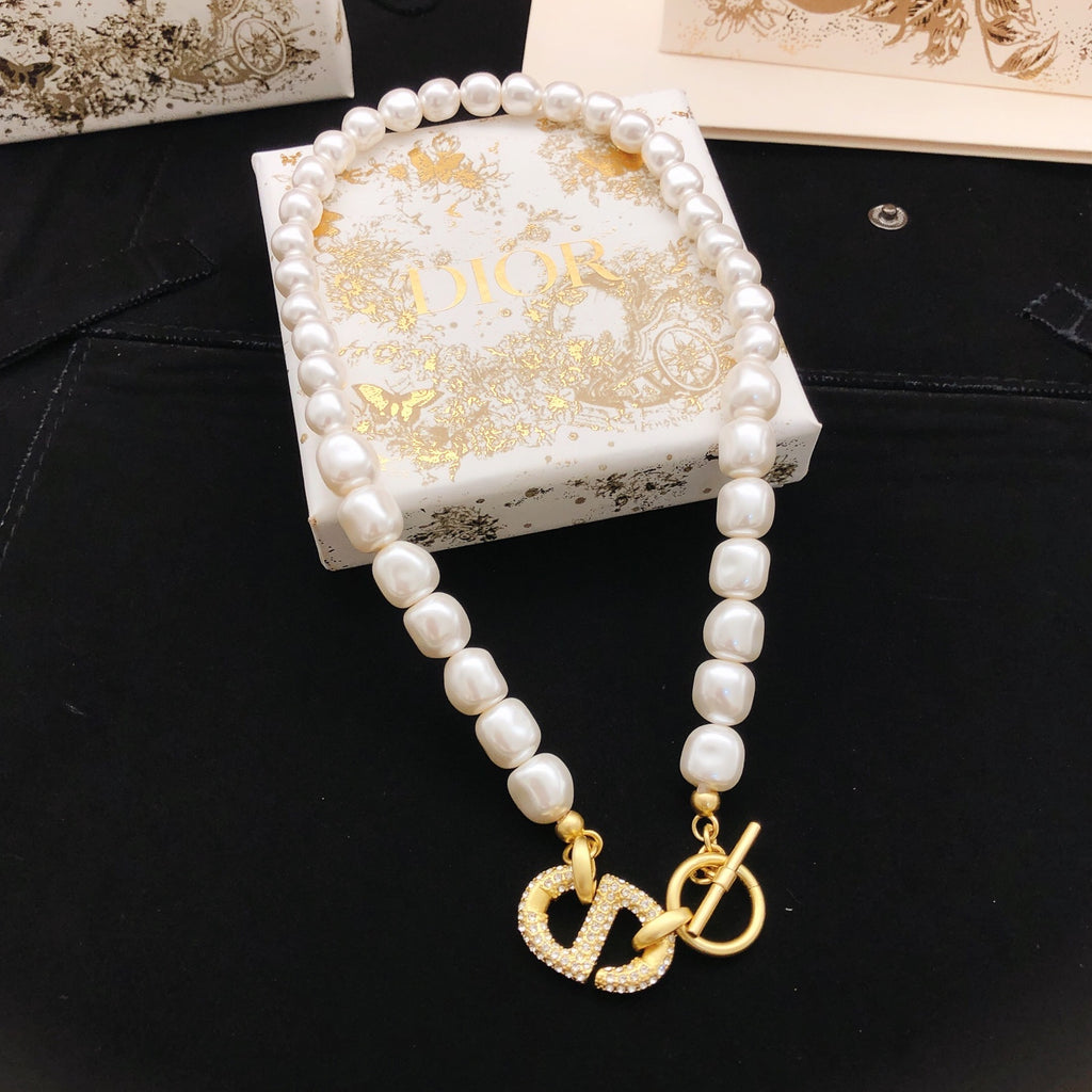 Dior Gold-Tone CD Pearl-Look Strand Necklace - product image 1