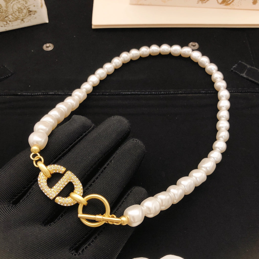 Dior Gold-Tone CD Pearl-Look Strand Necklace - product image 3