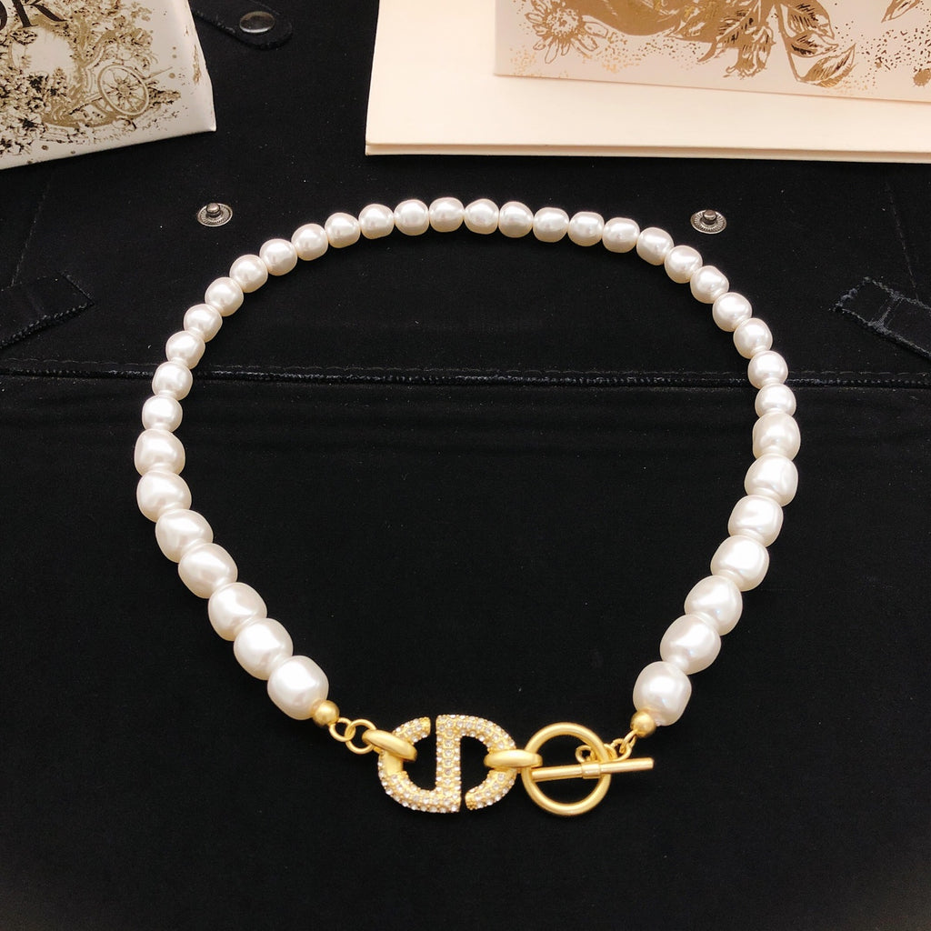 Dior Gold-Tone CD Pearl-Look Strand Necklace - product image 2