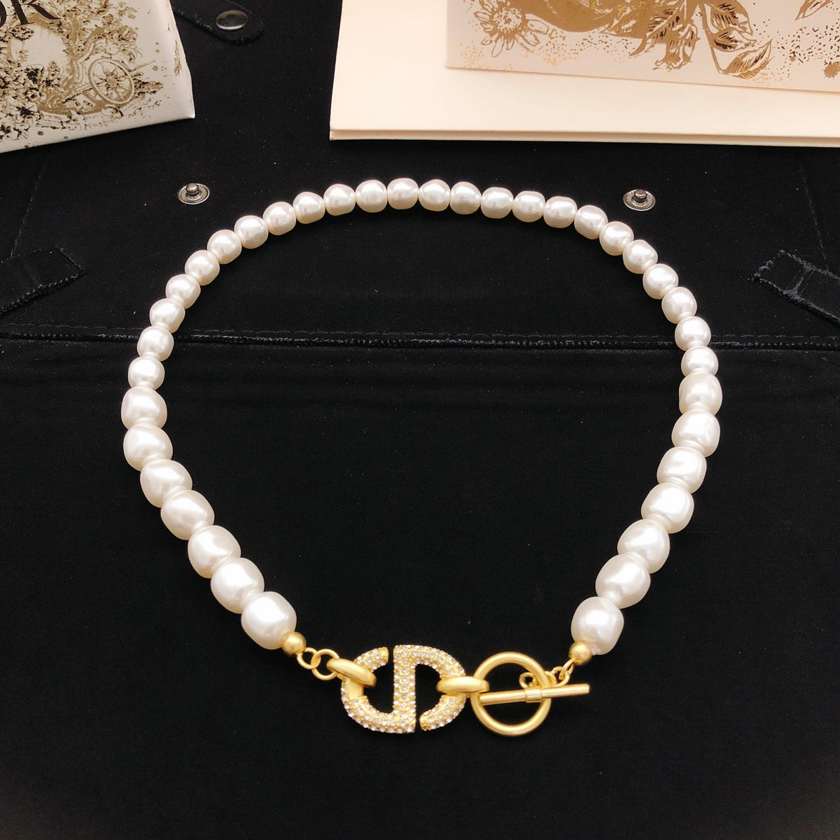 Dior Gold-Tone CD Pearl-Look Strand Necklace - product image 2